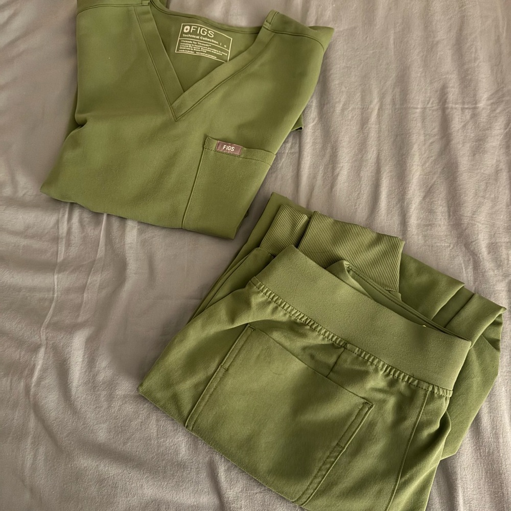 Figs Olive Green Technical Scrub set